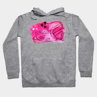 Pink Long Leggy Love Cat Watercolor Hoodie